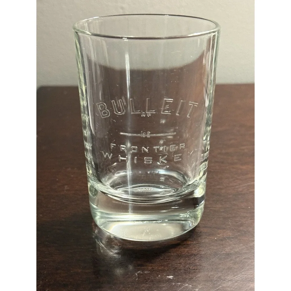 Bulleit Bourbon Frontier Oval Whiskey Glass, Embossed Made In Italy Man cave